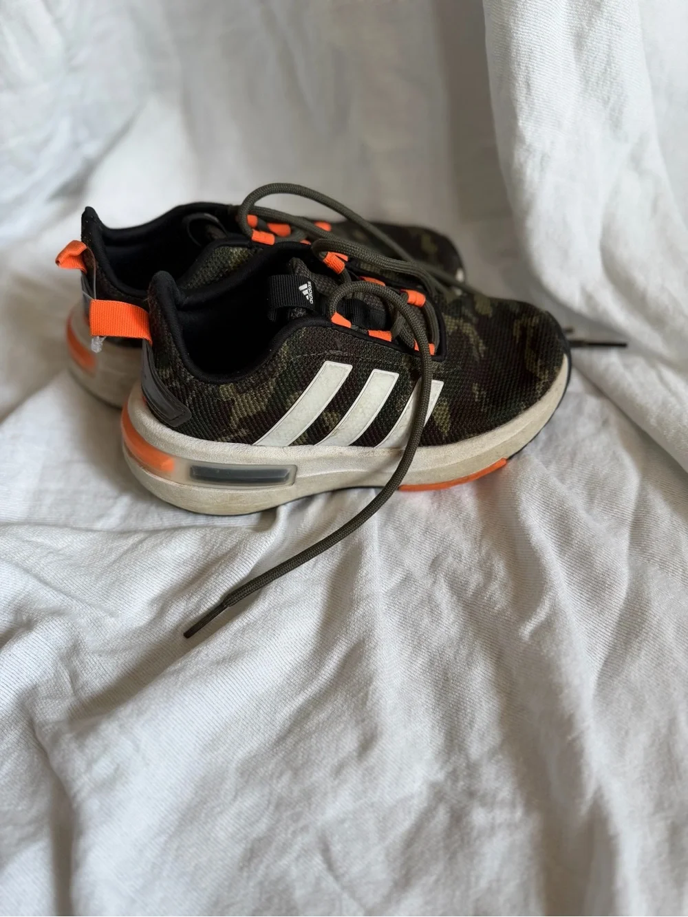 adidas Kids Camo Sneakers with Orange Accents
